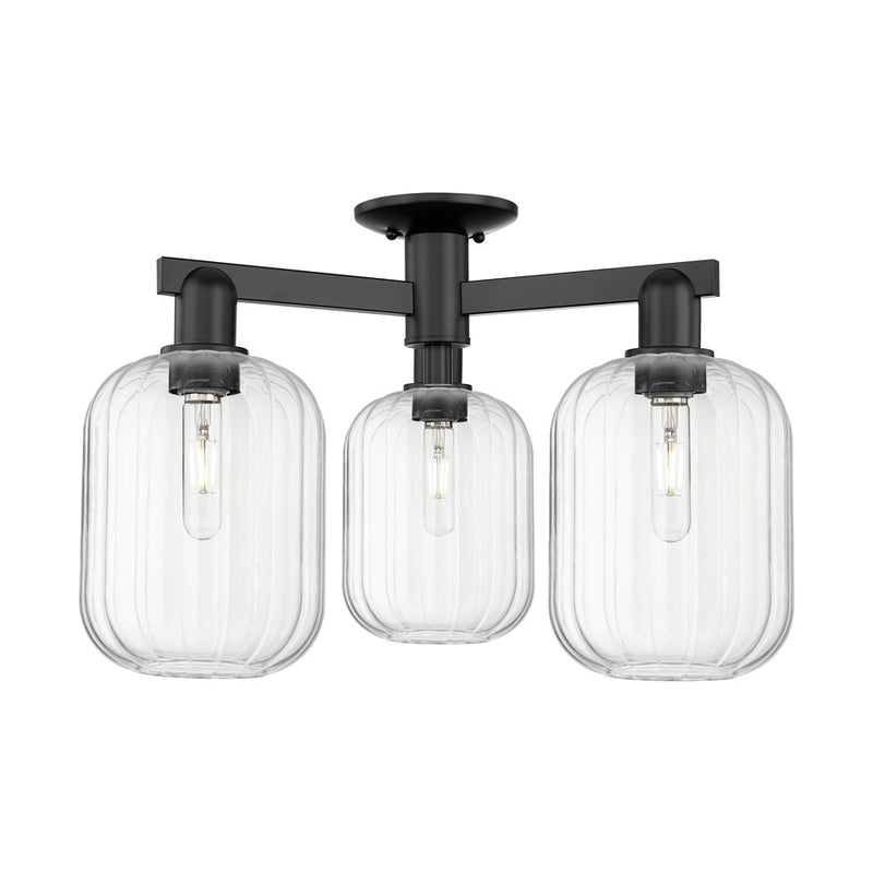Innovations Preston 3Lt 24" Jar Semi-Flush, Black/Clear - 716-3F-BK-G460-7CL