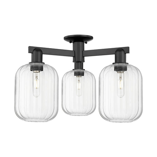 Innovations Preston 3Lt 24" Jar Semi-Flush, Black/Clear - 716-3F-BK-G460-7CL