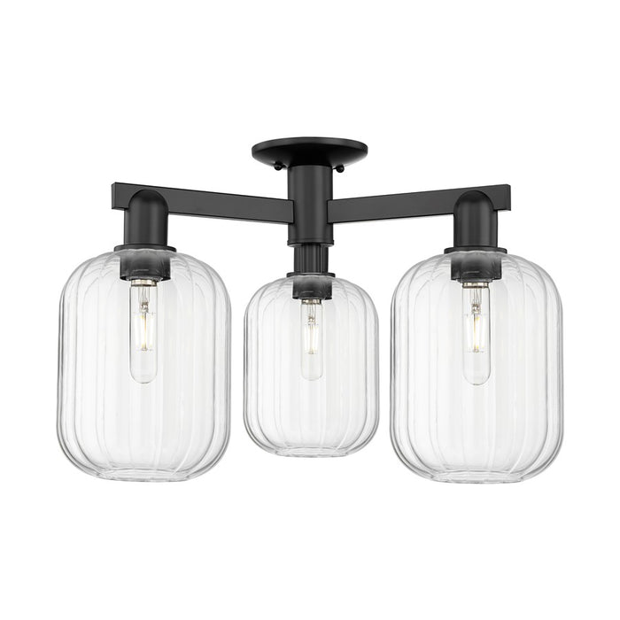 Innovations Preston 3Lt 24" Jar Semi-Flush, Black/Clear - 716-3F-BK-G460-7CL