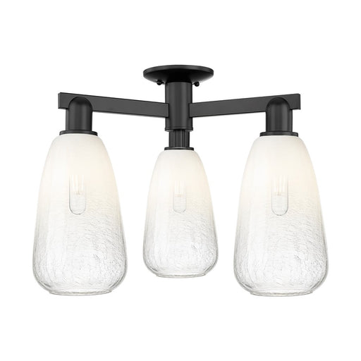 Innovations Brookhaven Almond 3Lt 24" Semi-Flush, BK/Opal - 716-3F-BK-G480-6OP