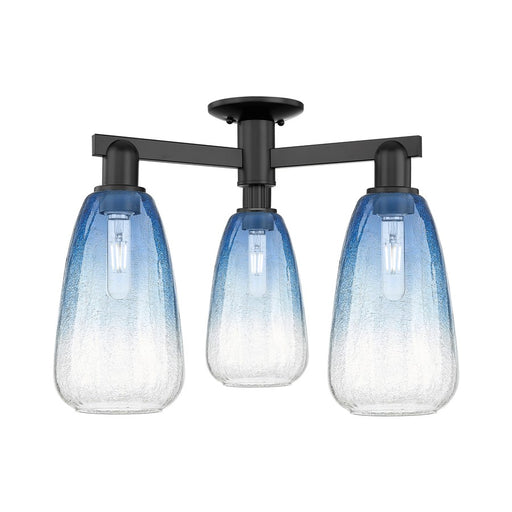 Innovations Brookhaven Almond 3Lt 24" Semi-Flush, Black/SB - 716-3F-BK-G480-6SB