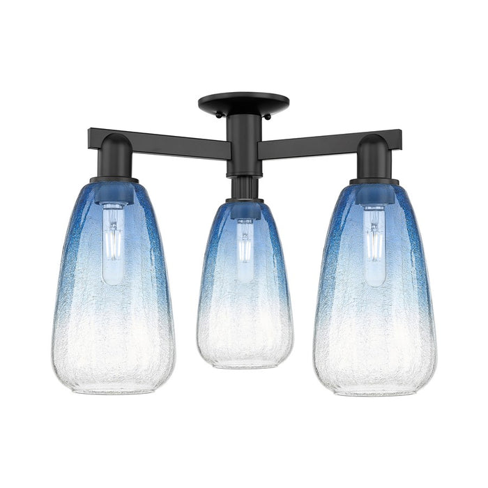 Innovations Brookhaven Almond 3Lt 24" Semi-Flush, Black/SB - 716-3F-BK-G480-6SB