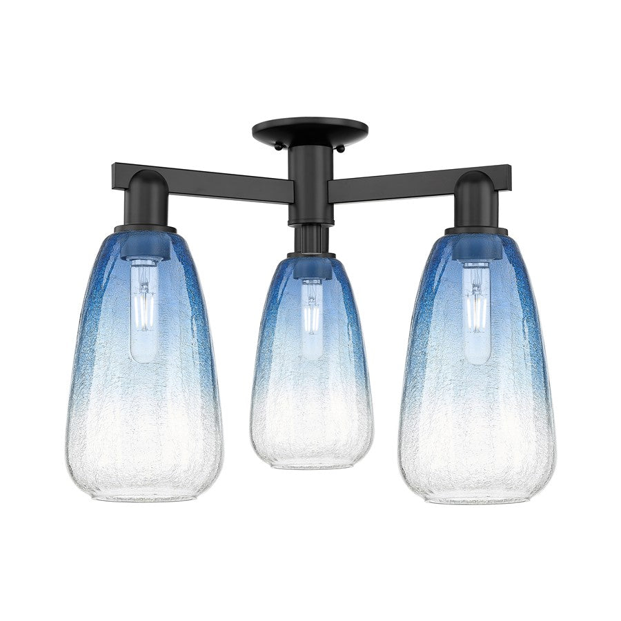 Innovations Brookhaven Almond 3Lt 24" Semi-Flush, Black/SB - 716-3F-BK-G480-6SB