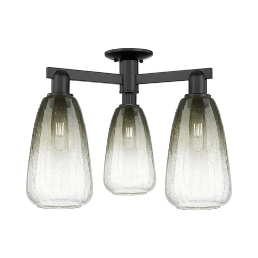Innovations Brookhaven Almond 3Lt 24" Semi-Flush, BK/Slate - 716-3F-BK-G480-6SL