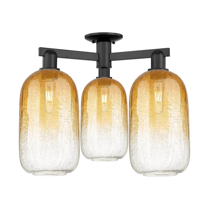 Innovations Brookhaven Cloche 3Lt 25" Semi-Flush, BK/AM - 716-3F-BK-G482-7AM