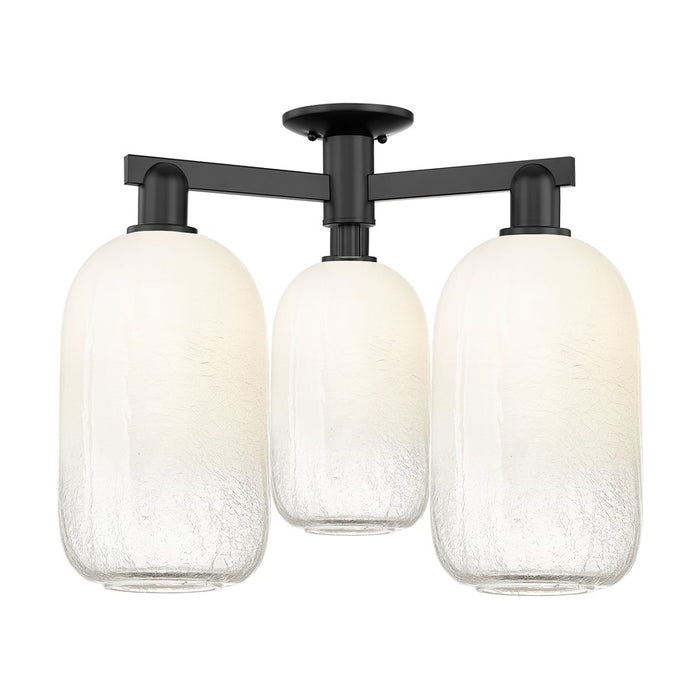 Innovations Brookhaven Cloche 3Lt 25" Semi-Flush, BK/Opal - 716-3F-BK-G482-7OP