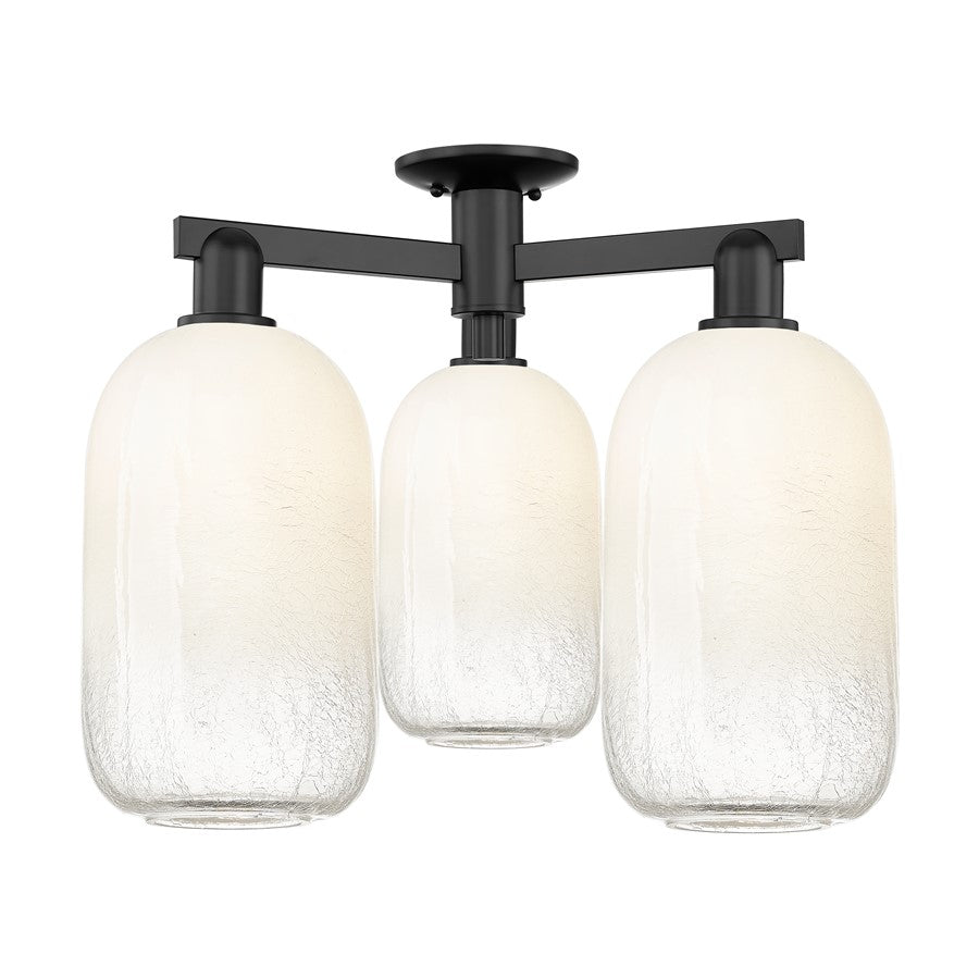 Innovations Brookhaven Cloche 3Lt 25" Semi-Flush, BK/Opal - 716-3F-BK-G482-7OP