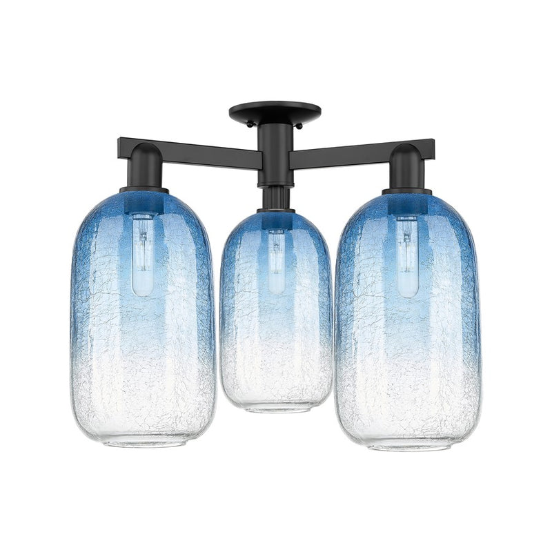 Innovations Brookhaven Cloche 3Lt 25" Semi-Flush, Black/SB - 716-3F-BK-G482-7SB