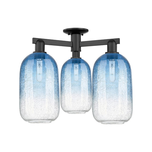 Innovations Brookhaven Cloche 3Lt 25" Semi-Flush, Black/SB - 716-3F-BK-G482-7SB