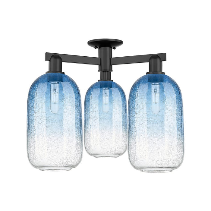 Innovations Brookhaven Cloche 3Lt 25" Semi-Flush, Black/SB - 716-3F-BK-G482-7SB