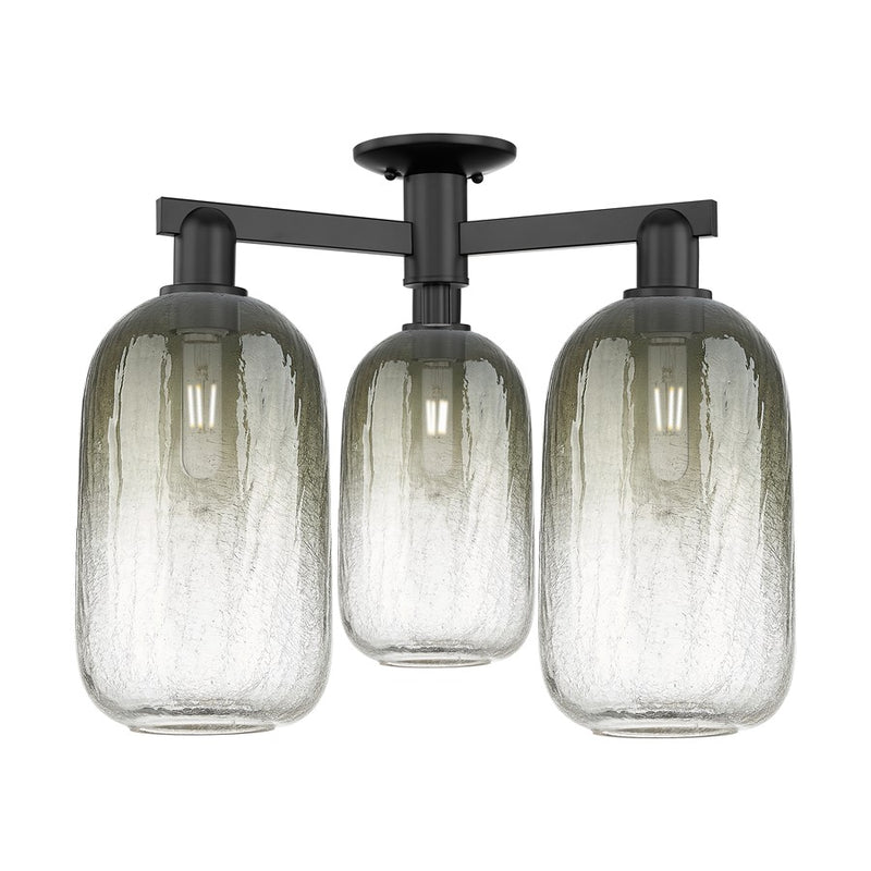 Innovations Brookhaven Cloche 3Lt 25" Semi-Flush, BK/Slate - 716-3F-BK-G482-7SL