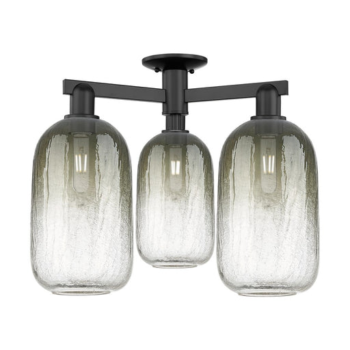 Innovations Brookhaven Cloche 3Lt 25" Semi-Flush, BK/Slate - 716-3F-BK-G482-7SL