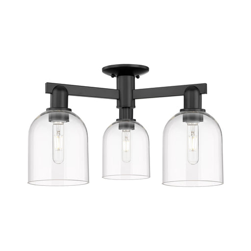 Innovations Bella 23in 3-Light Semi-Flush Mount | Industrial Matte Black Steel and Clear Glass | Entryway & Hallway | 23 x 23 x | Model 716-3F-BK-G558-6CL