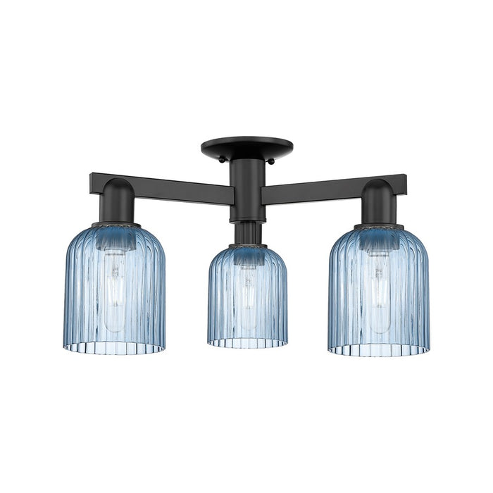 Innovations Bridal Veil 3Lt 23" Semi-Flush, Black/Blue - 716-3F-BK-G559-5BL