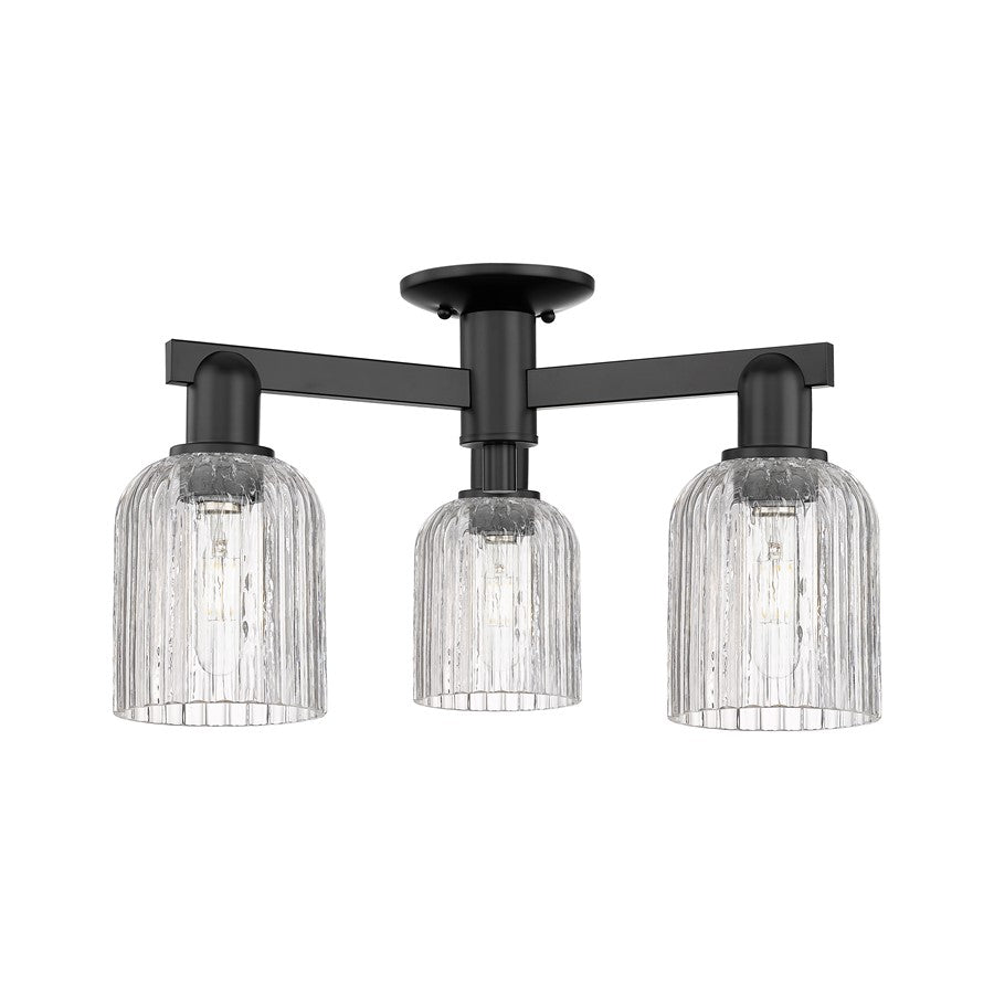 Innovations Bridal Veil 3Lt 23" Semi-Flush, Black/Clear - 716-3F-BK-G559-5CL