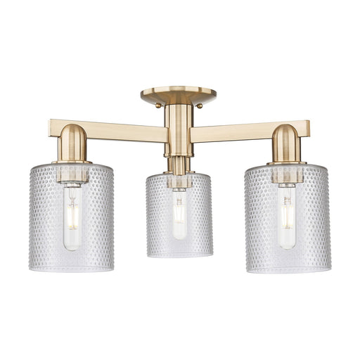 Innovations Cobbleskill 23in 3-Light Semi-Flush Mount | Industrial Champagne Bronze Steel and Clear Glass | Entryway & Hallway | Model 716-3F-CB-G112
