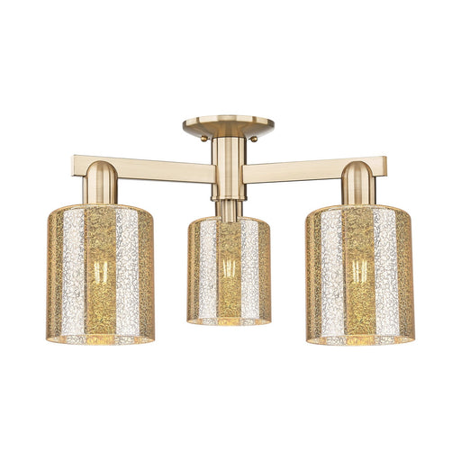 Innovations Cobbleskill 23in 3-Light Semi-Flush Mount | Industrial Champagne Bronze Steel and Mercury Glass | Entryway & Hallway | Model 716-3F-CB-G116