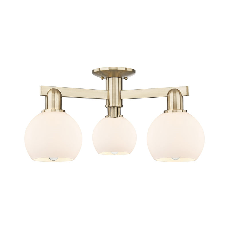 Innovations Athens 23in 3-Light Semi-Flush Mount | Industrial Champagne Bronze Steel and Matte White Glass | Entryway & Hallway | Model 716-3F-CB-G121-6