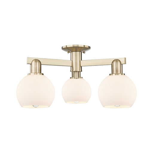 Innovations Athens 23in 3-Light Semi-Flush Mount | Industrial Champagne Bronze Steel and Matte White Glass | Entryway & Hallway | Model 716-3F-CB-G121-6