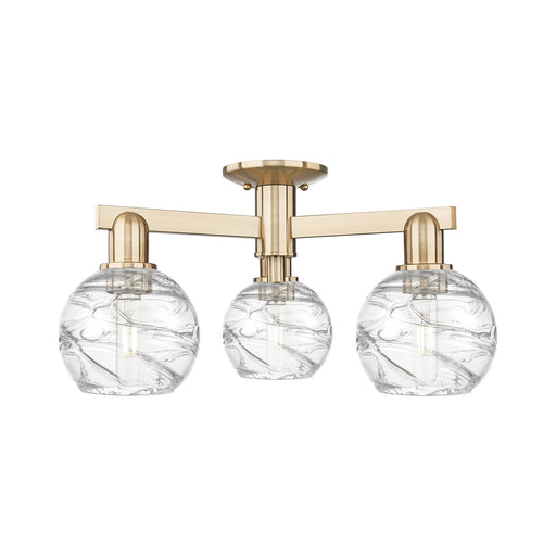 Innovations Athens Deco Swirl 23in 3-Light Semi-Flush Mount | Industrial Champagne Bronze Steel and Clear Deco Swirl Glass | Model 716-3F-CB-G1213-6CL
