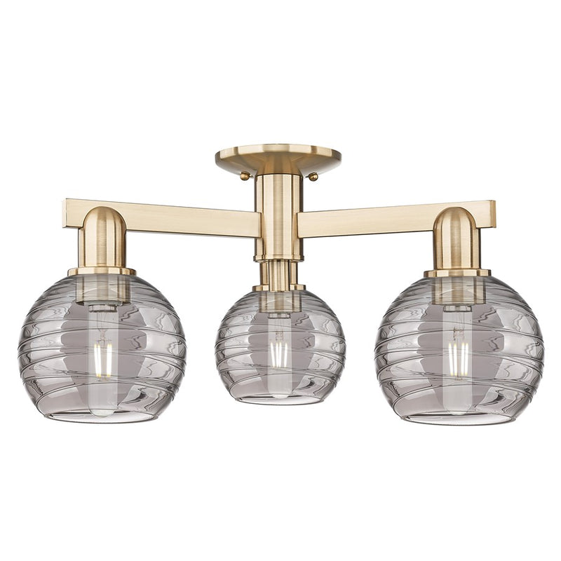 Innovations Athens Deco Swirl 3Lt 23" Semi-Flush, CB/Smoke - 716-3F-CB-G1213-6SM