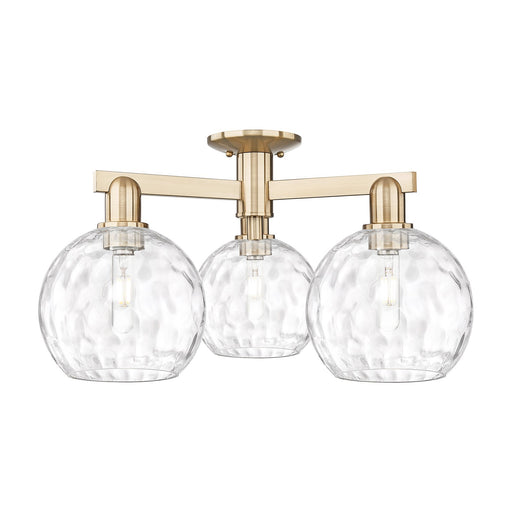 Innovations Athens Water Glass 26in 3-Light Semi-Flush Mount | Industrial Champagne Bronze Steel and Clear Water Glass | Kitchen | Model 716-3F-CB-G1215-8