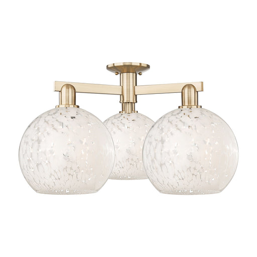 Innovations Lighting White Mouchette 28in 3-Light Semi-Flush Mount | Industrial Champagne Bronze Steel and White Mouchette | Model 716-3F-CB-G1216-10WM