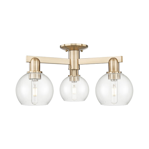 Innovations Athens 23in 3-Light Semi-Flush Mount | Industrial Champagne Bronze Steel and Clear Glass | Living Room & Dining Room | Model 716-3F-CB-G122-6