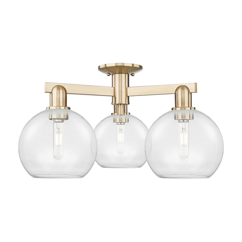 Innovations Athens 26in 3-Light Semi-Flush Mount | Industrial Champagne Bronze Steel and Clear Glass | Entryway & Hallway | 25.5 | Model 716-3F-CB-G122-8