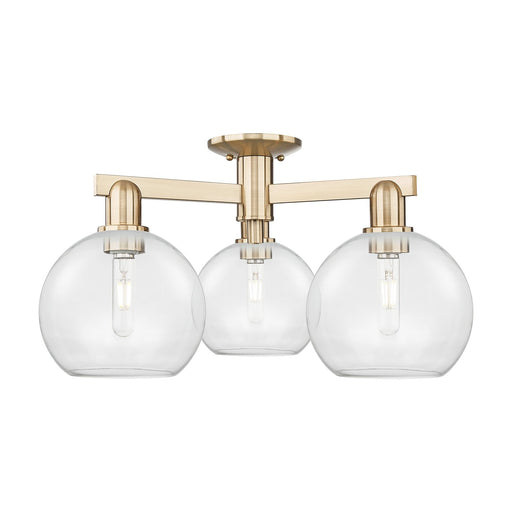 Innovations Athens 26in 3-Light Semi-Flush Mount | Industrial Champagne Bronze Steel and Clear Glass | Entryway & Hallway | 25.5 | Model 716-3F-CB-G122-8
