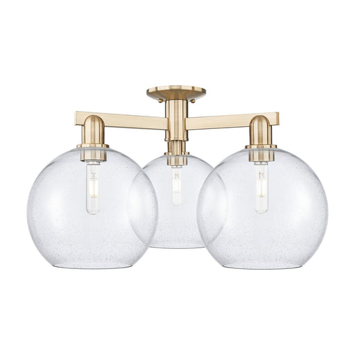 Innovations Athens 28in 3-Light Semi-Flush Mount | Industrial Champagne Bronze Steel and Seedy Glass | Entryway & Hallway | 27.5 | Model 716-3F-CB-G124-10
