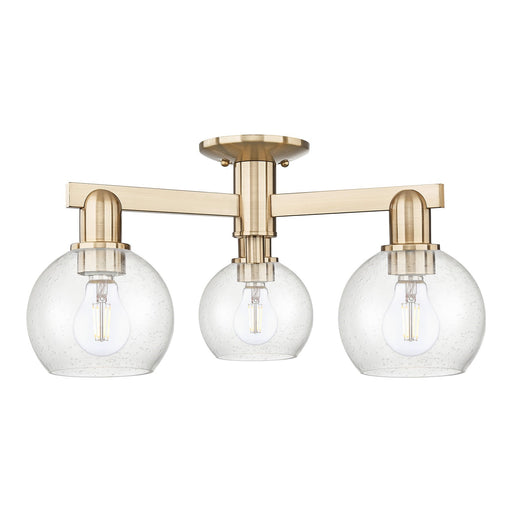 Innovations Athens 23in 3-Light Semi-Flush Mount | Industrial Champagne Bronze Steel and Seedy Glass | Kitchen & Entryway | 23.38 | Model 716-3F-CB-G124-6
