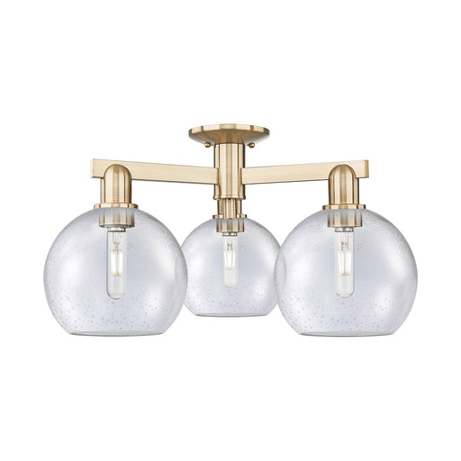 Innovations Athens 26in 3-Light Semi-Flush Mount | Industrial Champagne Bronze Steel and Seedy Glass | Entryway & Hallway Damp | Model 716-3F-CB-G124-8
