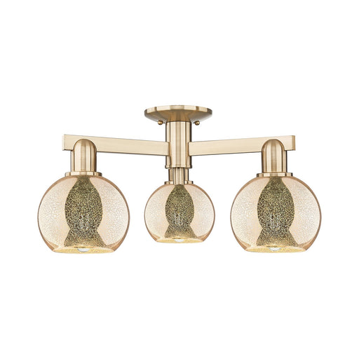 Innovations Athens 23in 3-Light Semi-Flush Mount | Industrial Champagne Bronze Steel and Mercury Glass | Entryway & Hallway | Model 716-3F-CB-G128-6