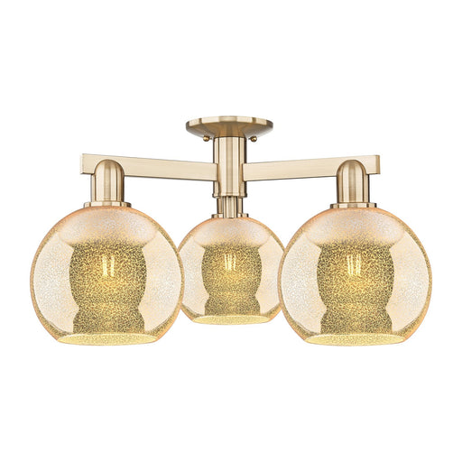 Innovations Athens 26in 3-Light Semi-Flush Mount | Industrial Champagne Bronze Steel and Mercury Glass | Living Room & Dining | Model 716-3F-CB-G128-8