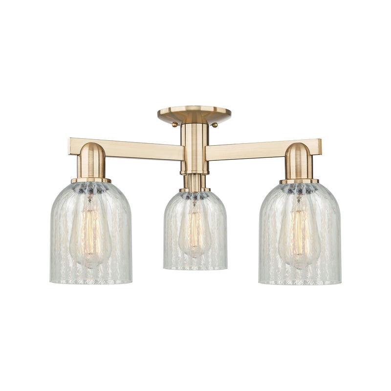Innovations Caledonia 23in 3-Light Semi-Flush Mount | Industrial Champagne Bronze Steel and Mouchette Glass | Kitchen & Hallway | Model 716-3F-CB-G2511