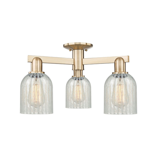 Innovations Caledonia 23in 3-Light Semi-Flush Mount | Industrial Champagne Bronze Steel and Mouchette Glass | Kitchen & Hallway | Model 716-3F-CB-G2511