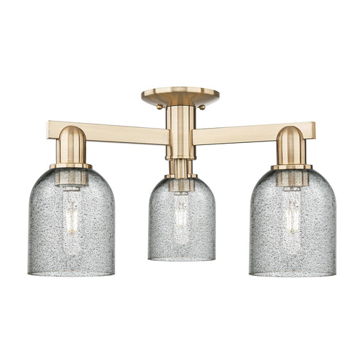 Innovations Caledonia 23in 3-Light Semi-Flush Mount | Industrial Champagne Bronze Steel and Charcoal Glass | Kitchen & Entryway | Model 716-3F-CB-G257