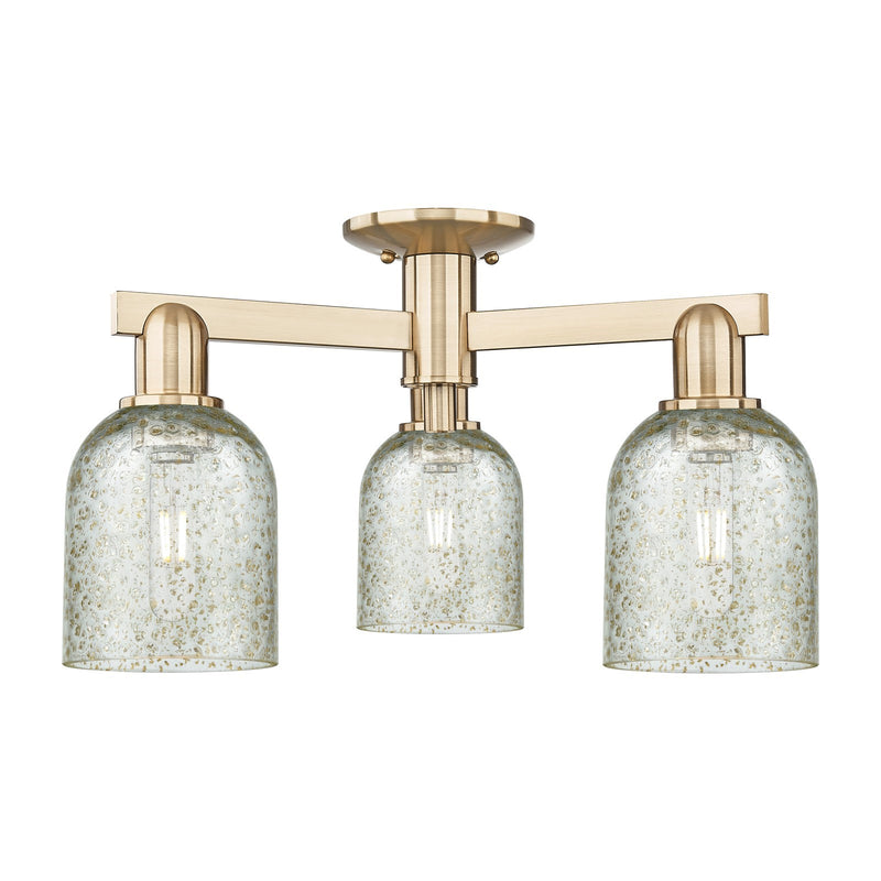 Innovations Caledonia 22.5in 3-Light Semi-Flush Mount | Industrial Champagne Bronze Steel and Mica Glass | Entryway & Hallway | Model 716-3F-CB-G259
