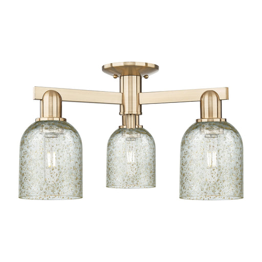 Innovations Caledonia 22.5in 3-Light Semi-Flush Mount | Industrial Champagne Bronze Steel and Mica Glass | Entryway & Hallway | Model 716-3F-CB-G259