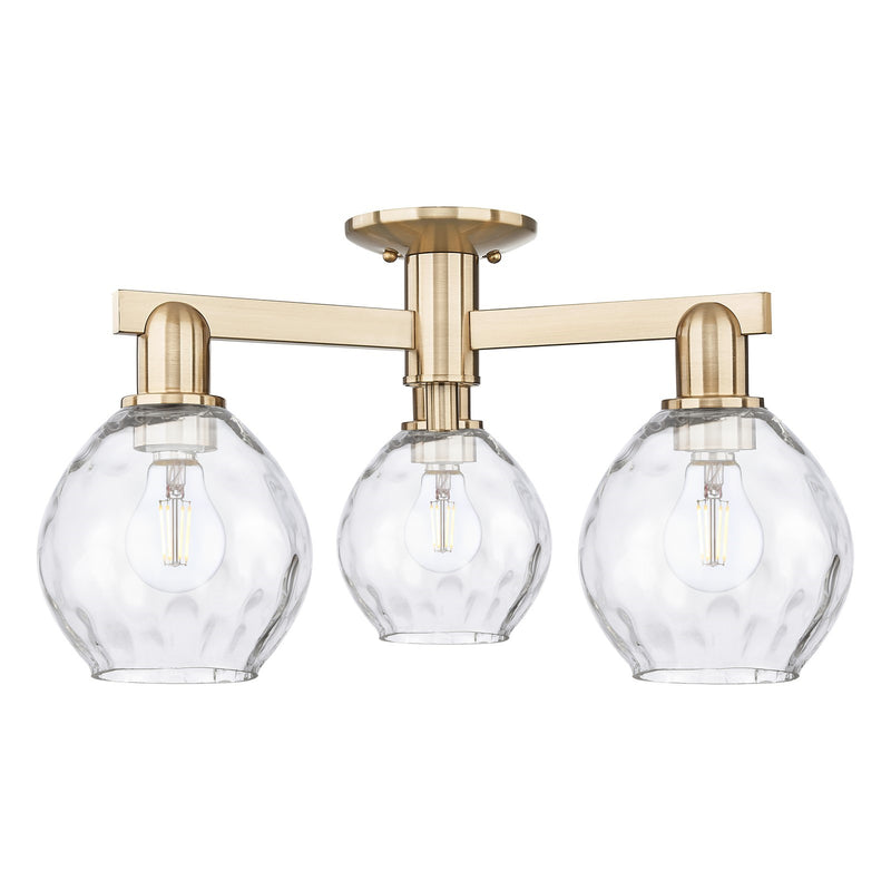Innovations Waverly 24in 3-Light Semi-Flush Mount | Industrial Champagne Bronze Steel and Clear Glass | Kitchen & Hallway | 23.5 x | Model 716-3F-CB-G362