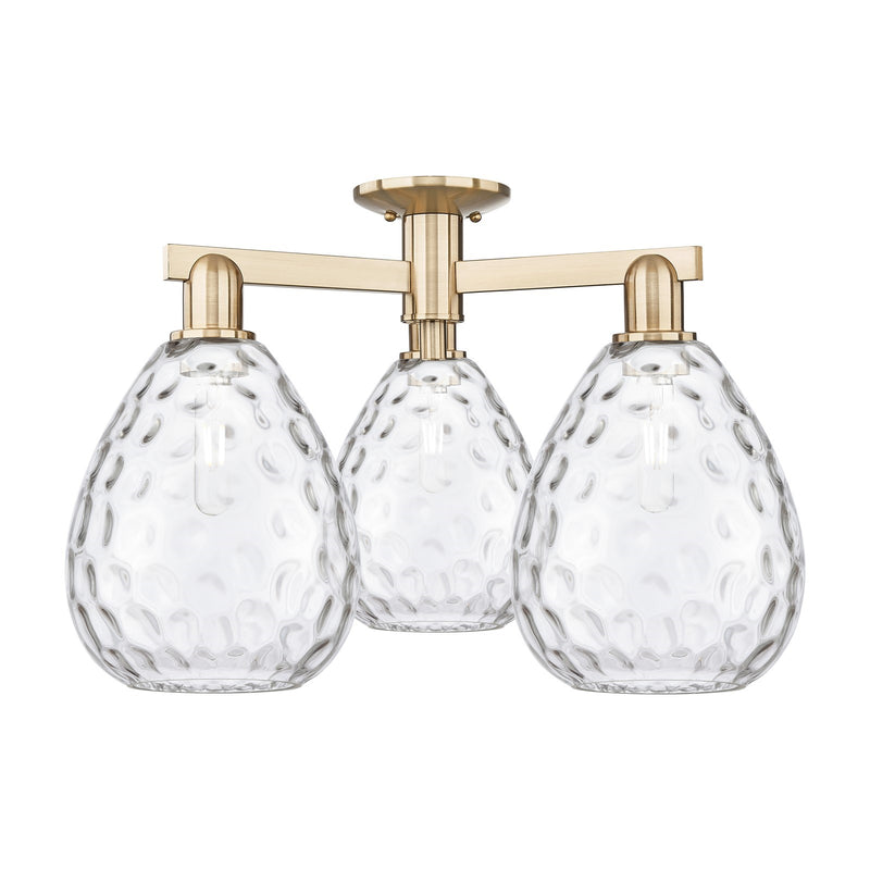 Innovations Waverly 26in 3-Light Semi-Flush Mount | Industrial Champagne Bronze Steel and Clear Glass | Living Room & Dining Room | Model 716-3F-CB-G372