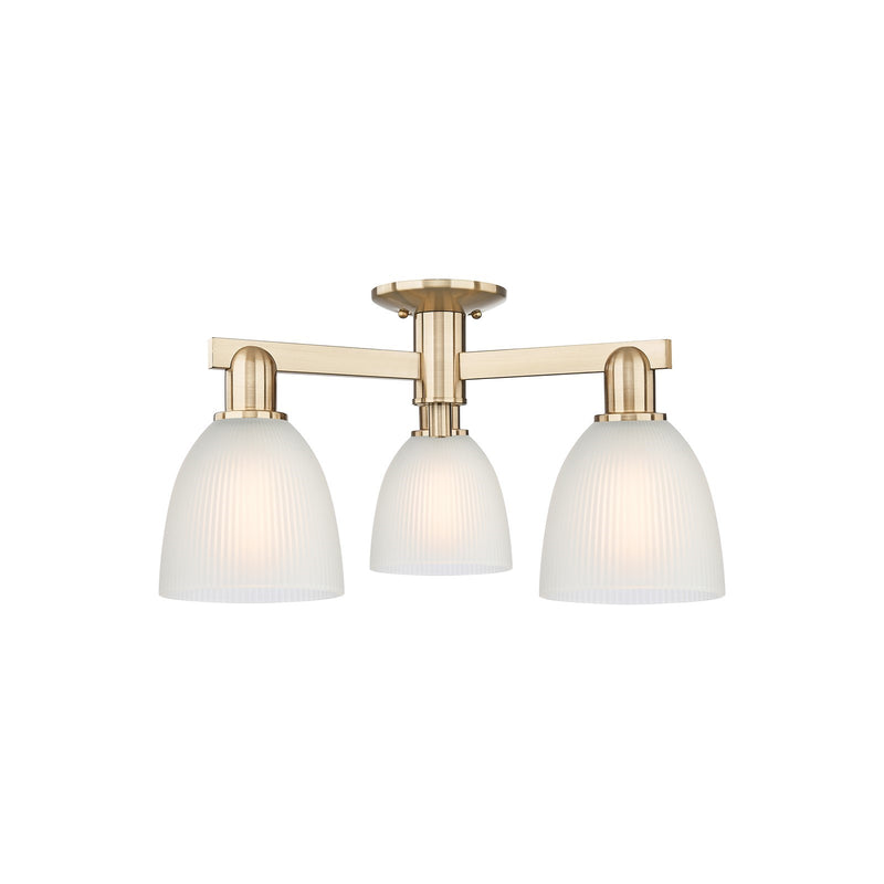 Innovations Castile 24in 3-Light Semi-Flush Mount | Industrial Champagne Bronze Steel and White Glass | Kitchen & Hallway | 23.5 x | Model 716-3F-CB-G381