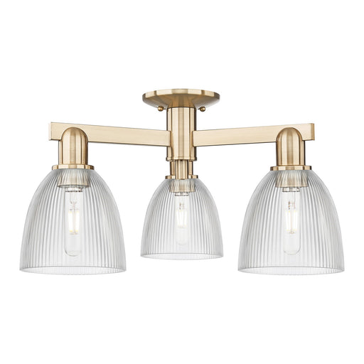 Innovations Castile 24in 3-Light Semi-Flush Mount | Industrial Champagne Bronze Steel and Clear Glass | Entryway & Hallway | 23.5 x | Model 716-3F-CB-G382