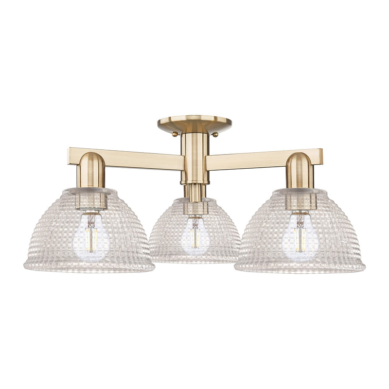 Innovations Arietta 26in 3-Light Semi-Flush Mount | Industrial Champagne Bronze Steel and Clear Glass | Entryway & Hallway | 25.5 x | Model 716-3F-CB-G422