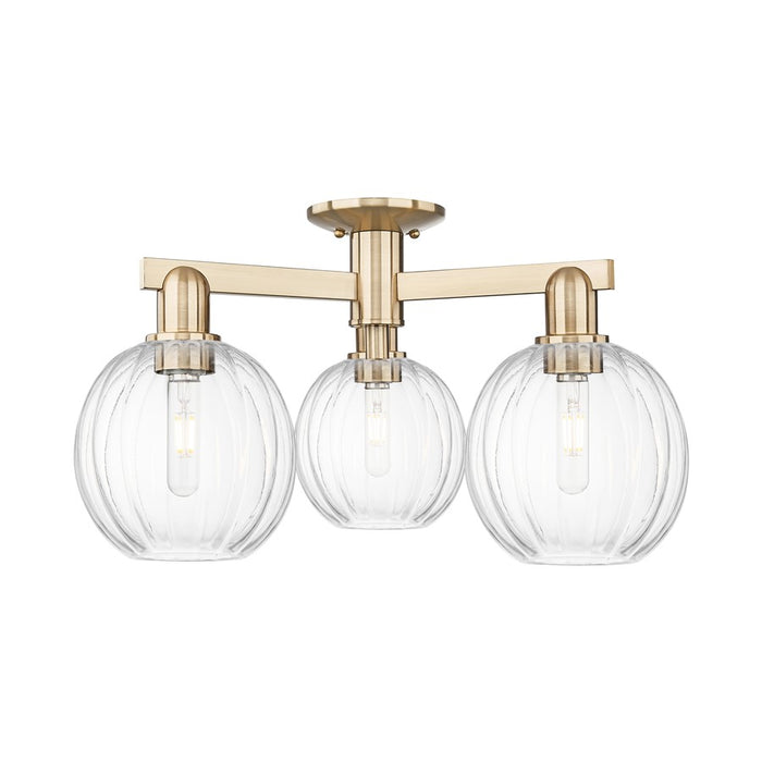 Innovations Preston 3Lt 25" Globe Semi-Flush, CBZ/Clear - 716-3F-CB-G458-7CL