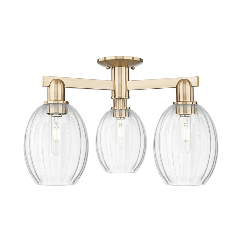 Innovations Preston 3Lt 24" Bulb Semi-Flush, CBZ/Clear - 716-3F-CB-G459-6CL