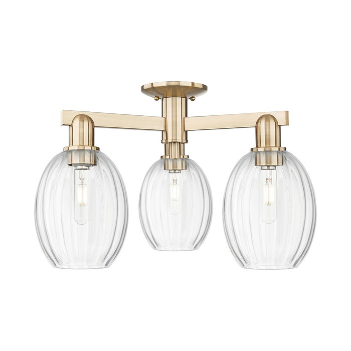 Innovations Preston 3Lt 24" Bulb Semi-Flush, CBZ/Clear - 716-3F-CB-G459-6CL