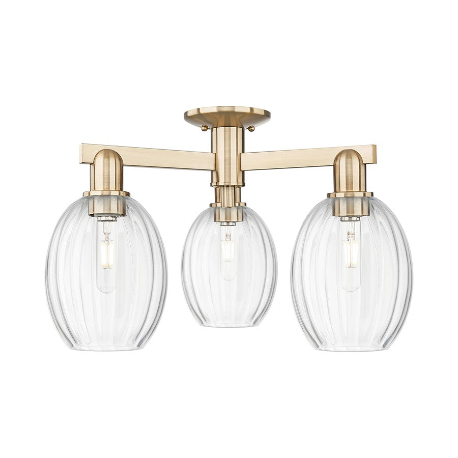 Innovations Preston 3Lt 24" Bulb Semi-Flush, CBZ/Clear - 716-3F-CB-G459-6CL
