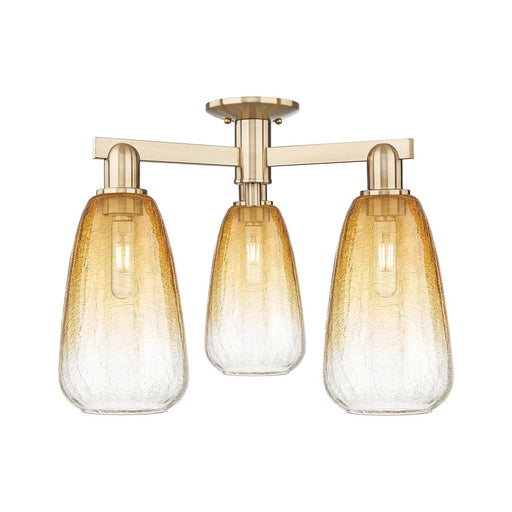 Innovations Brookhaven Almond 3Lt 24" Semi-Flush, CBZ/Amber - 716-3F-CB-G480-6AM
